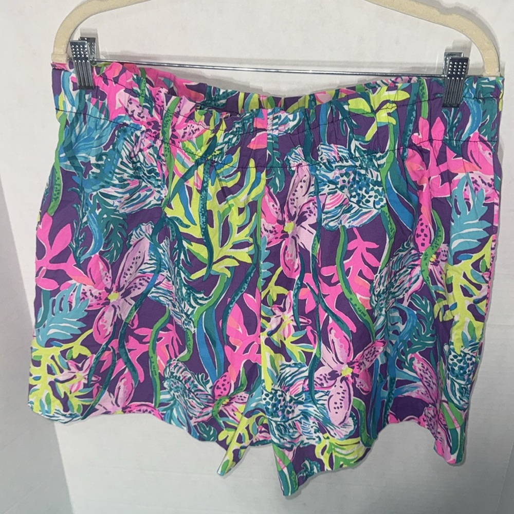 Lilly Pulitzer Floral Party All The Tide 4” Shorts Elastic Waist Pull On XL - Picture 7 of 11